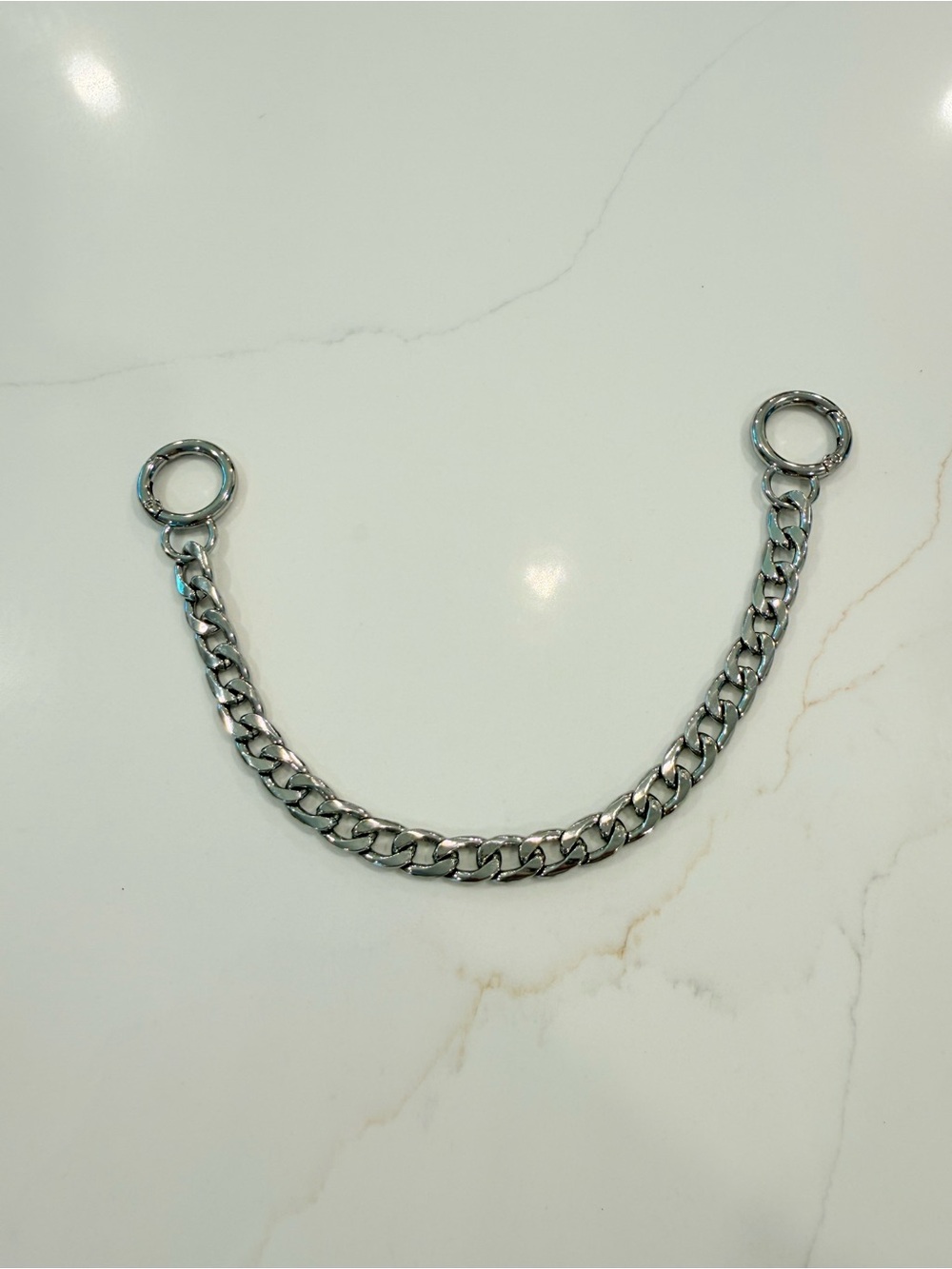 Silver Curb Chain Purse Bag Chain